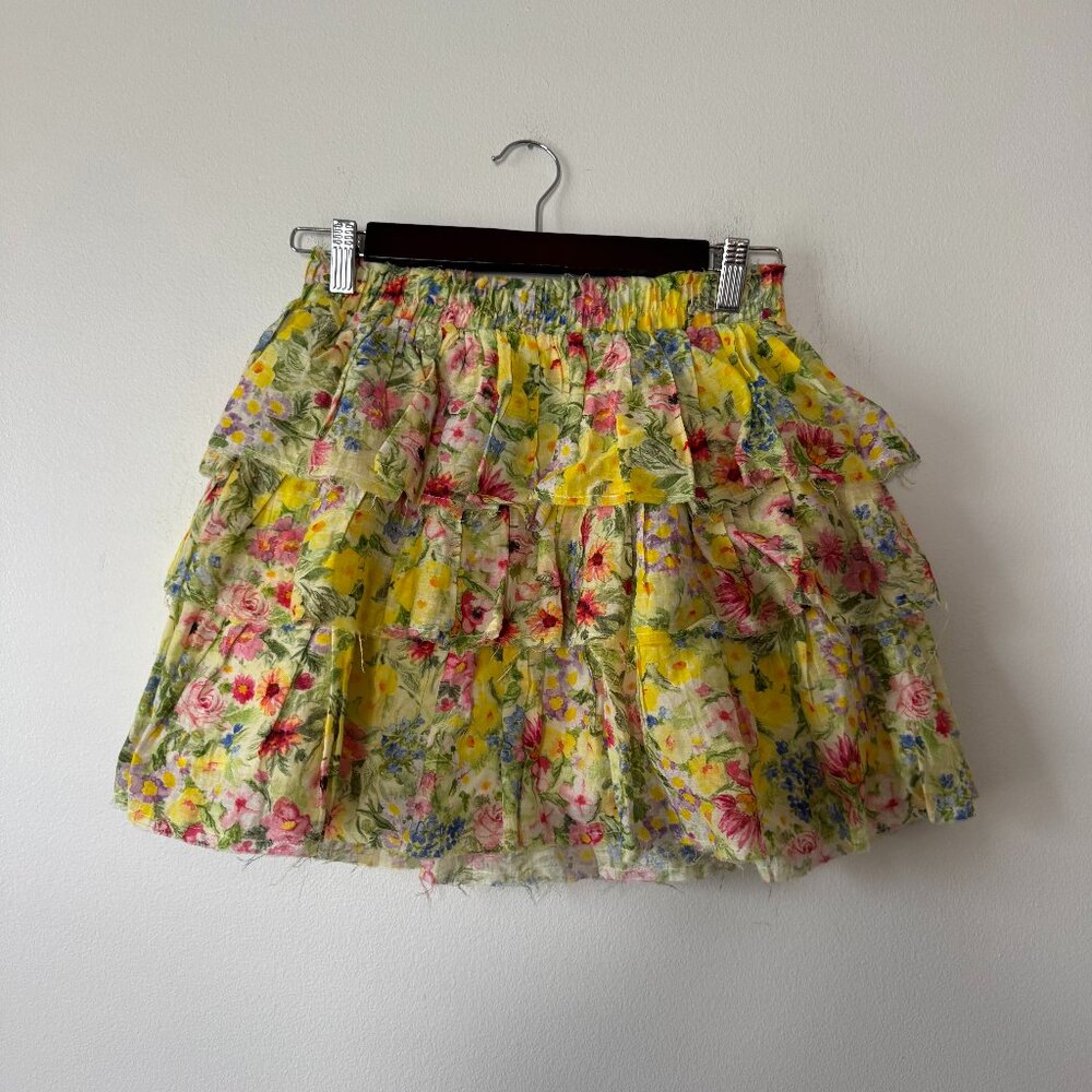 Loveshackfancy Brynlee Floral Tiered Mini Skirt View 2